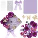 Gersoniel DIY Graduation Cap Decorations Kit 3 Construction Paper 15 Faux Assorted Flowers 3D Butterfly Pearl Rhinestone Bow Glitter Letter Stickers for DIY Hat Grad Cap Topper(Purple)