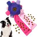 Snuffle Ball for Dog Toys Unbreakable Upgrade Ball Interactive Toy Foraging Snuffle Mat Puppy Treat Dispenser Slow Feeder Dog Puzzle Toys for Small, Medium, Large Pets (Red Pink Purple)