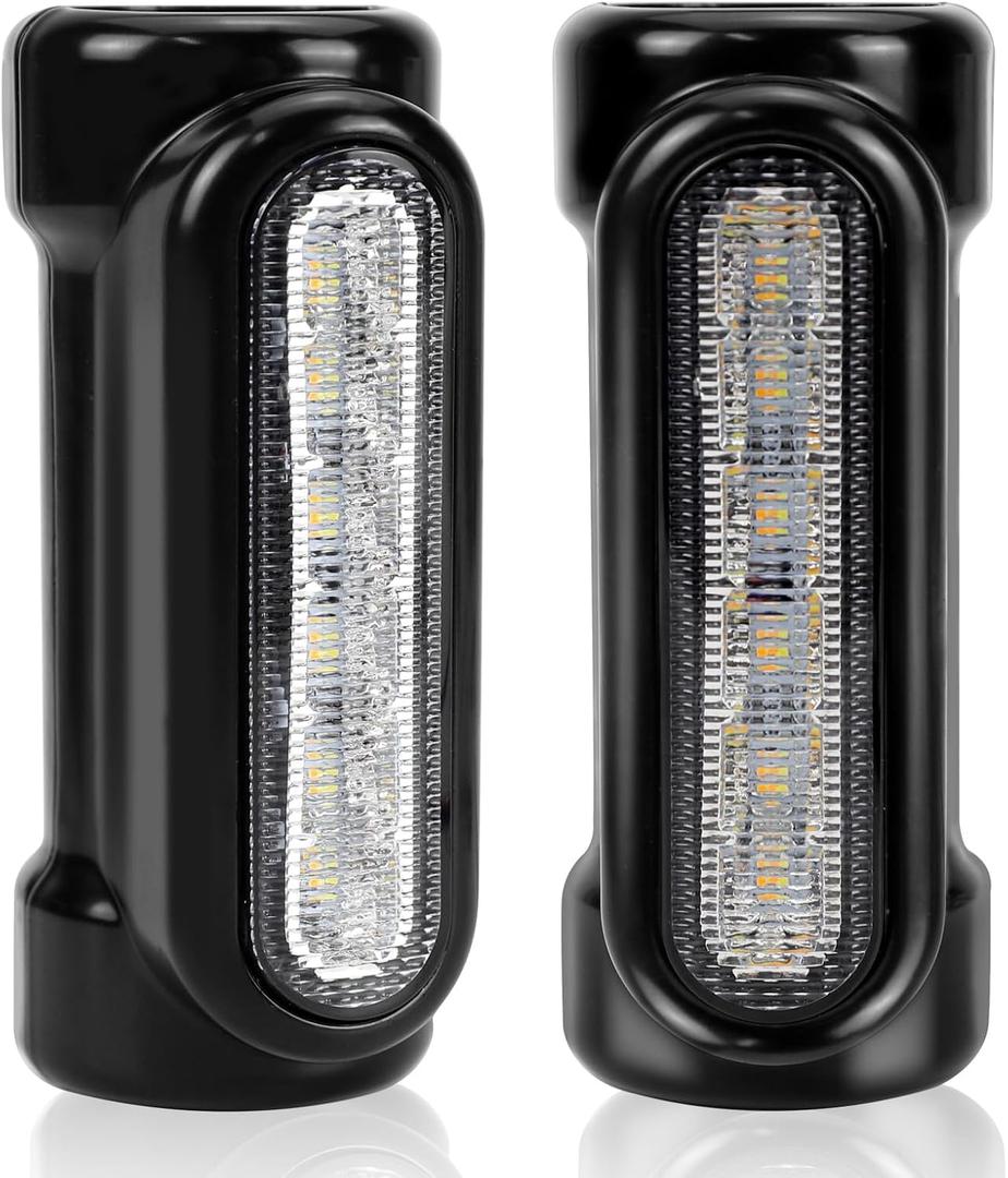 Motorcycle Highway Bar Lights Switchback Driving Lights Led Amber Turn Signals White Driving RGB Atmosphere LED Crash Bar Lights for 1-1/4 inch Crash Bars Touring Bikes Motorcycle Lights (Black)