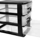 MAGICLULU Three-layer Drawer Type Closet Organizer Portable Plastic Storage Cabinet with Transparent for Home Office Living and Study Use Black