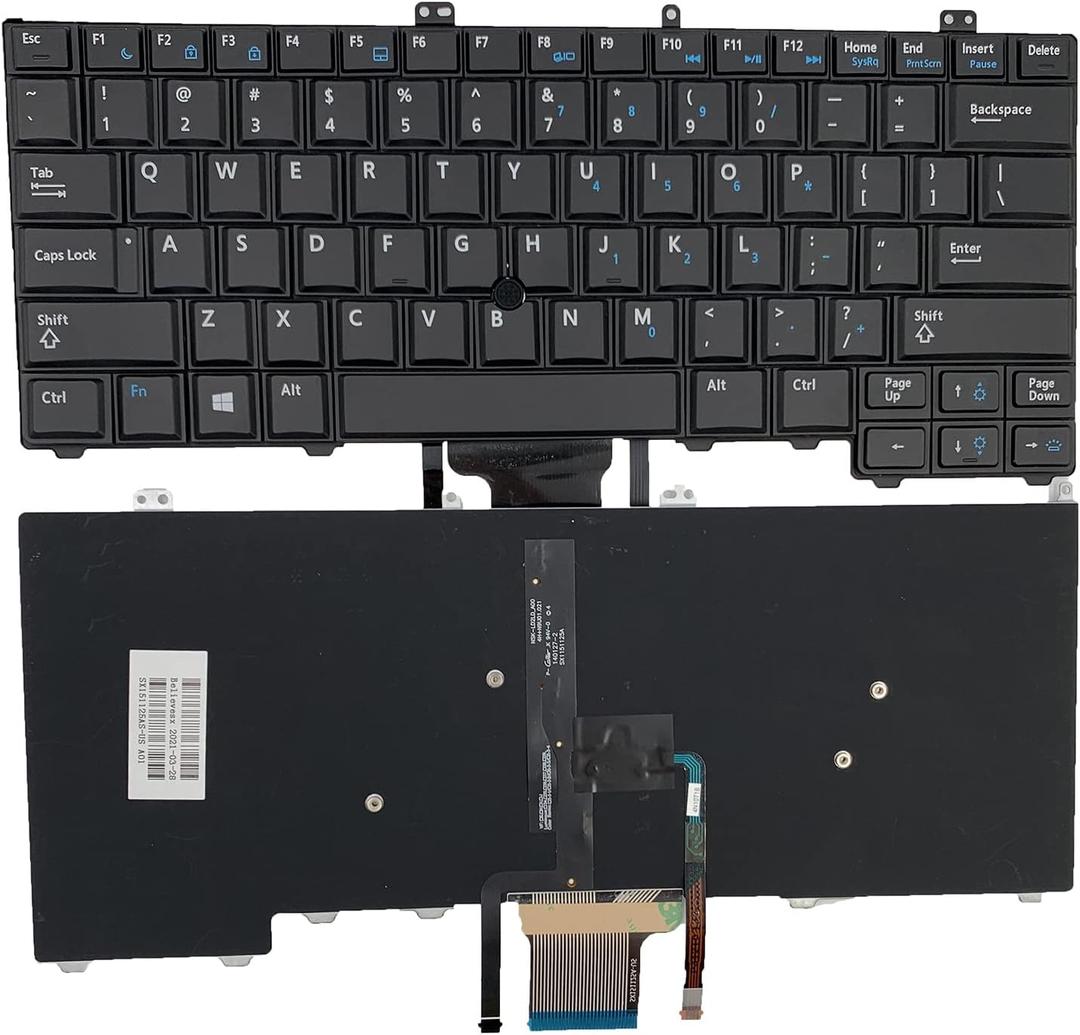 Laptop Replacement US Layout with Backlit with Pointer Keyboard for Dell Latitude E7440 E7240 E7420 Black