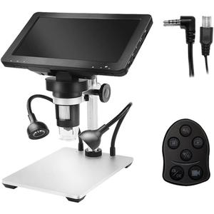 Microscope Observation 12MP 1200X USB Digital Microscope for Electronic 7 Inch Display 8 LED Magnifier Wire Control(DM9-Metal stents)