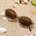 DUSHINE Retro Oval Trendy Sunglasses for Women Lightweight Narrow Shades UV protection Sun Glasses(3 Pack) (A4 Tortoise/Brown+black+transparent Brown)