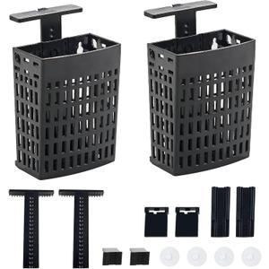 2pcs Upgraded Adjustable Aquarium Plant HolderFish Tank Plants Holder,Fish Tank Aquaponics Plant Cultivation and Aquarium Landscape Decoration with Hooks and Suction Cup(Black)