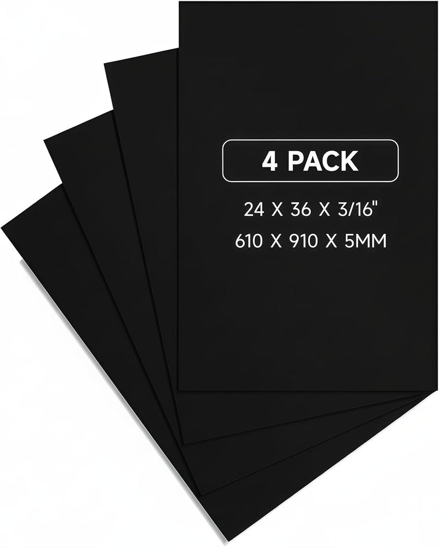 PEKGRIL 24x36" Black Poster Board 4 Pack, 5MM Thick Foam Core Board, Large Lightweight Foam Board for Projects, Display Boards for Crafts, Paintings Prints, Art, Display, Presentation