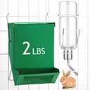 Maxcheck 2 Pack Rabbit Feeder and 12 oz Water Bottle for Cages Pet Food Water Dispenser with Lid Metal Feeders Outside for Guinea Pig Hamsters Chinchillas Gerbils and Other Small Animals(2 Lbs)