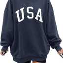 Langwyqu Women's Oversized Sweatshirt Los Angeles California Crewneck Long Sleeve Casual Loose Pullover Tops (X-Large, #56 Navy)