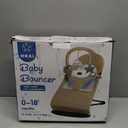 HKAI Baby Bouncer, Portable Baby Bouncer Seat for Babies 0-18 Months, 100% Cotton Fabrics, 3 Modes of use with Rocker and Stationary Options, Infant Rocker Chair with Hanging Toys-Organic Oat