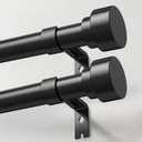 IFELS Heavy Duty Curtain Rods for Windows 48 to 84 Inch, 1 Inch Adjustable Black Curtain Rod with Easy Installation and Modern Design (A1,Black,30-90")