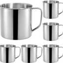 6 Pack Stainless Steel Coffee Mug with Handle, 18.5 Oz Metal Camping Coffee Cup, Unbreakable Portable Hiking Cup Tea Water Drinking Cups for Outdoor Travel, Picnics, Hot Cold Drinks