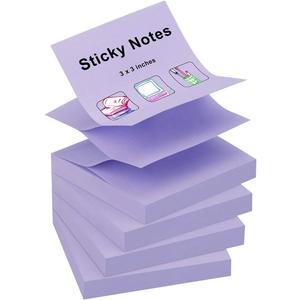 ZCZN 400 Sheets Pop-up Sticky Notes, 3 x 3 Inches, 4 Pads Bright Color Self-Stick Notes, 100 Sheets/Pad, Light Purple