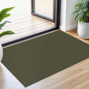 Small Braided Rugs 2x3 Ft Area Rugs for Entryway Boho Washable Rug Throw Rugs with Rubber Backing Cotton Woven Door Mat Indoor Entrance Front Door Rugs for Foyer Bathroom Kitchen, Dark Green