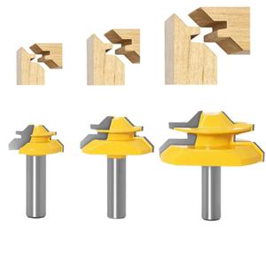 45 Degree Lock Miter Router Bit 3-Piece Set, for 31/64", 3/4"1"Cutting Height, 1/2 Inch Shank.Woodworking Tools Joint Router Bits