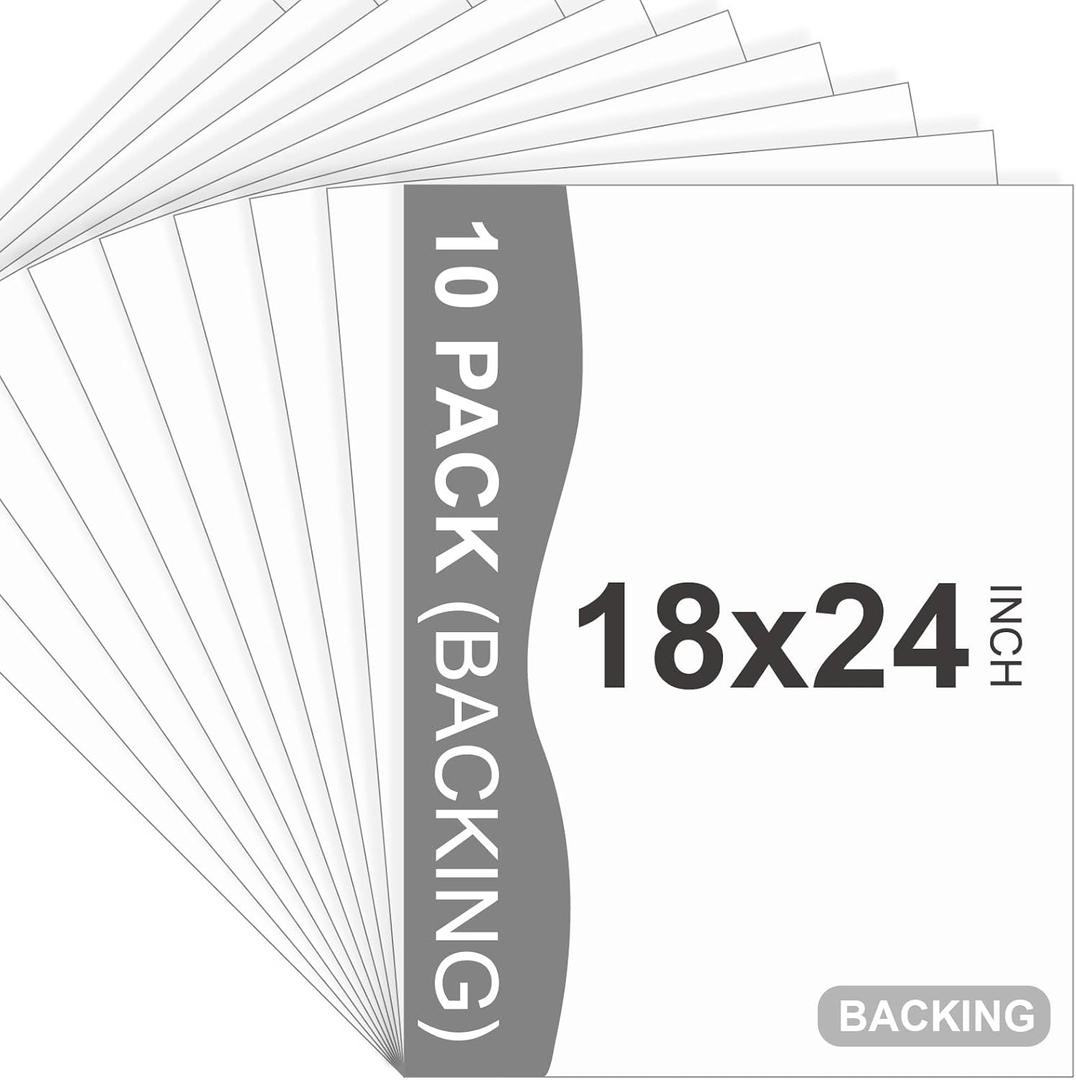 10 Pack Backing Boards, 18x24 Uncut White Mats Matboards, Acid-Free Backerboards for Art Prints, Ideal for Photos, Pictures, Prints, and Frames
