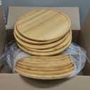 Bamboo Serving Platter, Round Wood Tray, Wooden Serving Tray, Fruit, Bread, Salad Plate, Round Wood Charcuterie Board (13.8 inch)