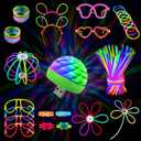 MOSSDNAR 229pcs Glow Sticks Bulk Party Pack with USB Mini DiscoLight,Glow Stick Necklaces for Kids Adult,Glow in the Dark Party Supplies,Neon Glow Bracelets for Birthday Wedding Decoration Camping