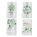 Artoid Mode Eucalyptus Get Cozy Love Home Kitchen Towels, 18 x 26 Inch Holiday Spring Summer Wedding Daily Fingertip Towel Tea Bar Hand Drying Cloth Kitchen Bathroom Gift Set of 4