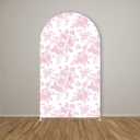 Arch Backdrop Cover Pink Floral Bows Birthday Party 2-Sided Arch Stand Spandex Fabric Covers Girls Baby Shower Fiesta Parties Decorations (2.6x6ft Cover, G4029)
