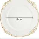 Okllen 12 Pack Plastic Round Charger Plates, 13" Dinner Charger Dessert Plates with Gold Rim, Vintage Charger Serving Plates for Catering, Wedding, Tabletop Decor, White, Floral Trim