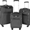 3-Piece Softside Expandable Luggage Set with Front Open Pocket, Lightweight and Durable Oxford Fabric Suitcase Set with TSA Lock (Gray, 20in/24in/28in) (Grey)