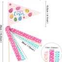 2 x 6Pcs Happy Easter Cake Toppers Easter Pennant Paper Triangle Flags with Ribbons Easter Party Table Centerpiece Decoration Supplies (Black)