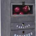 ARTAWEIN Potato Storage Bin Wall-mountable Potato Box with Lid Rustic and Garlic Drawer Onion Organizer with Grocery Section Decorative Vegetable Organization Cabinet for Kitchen