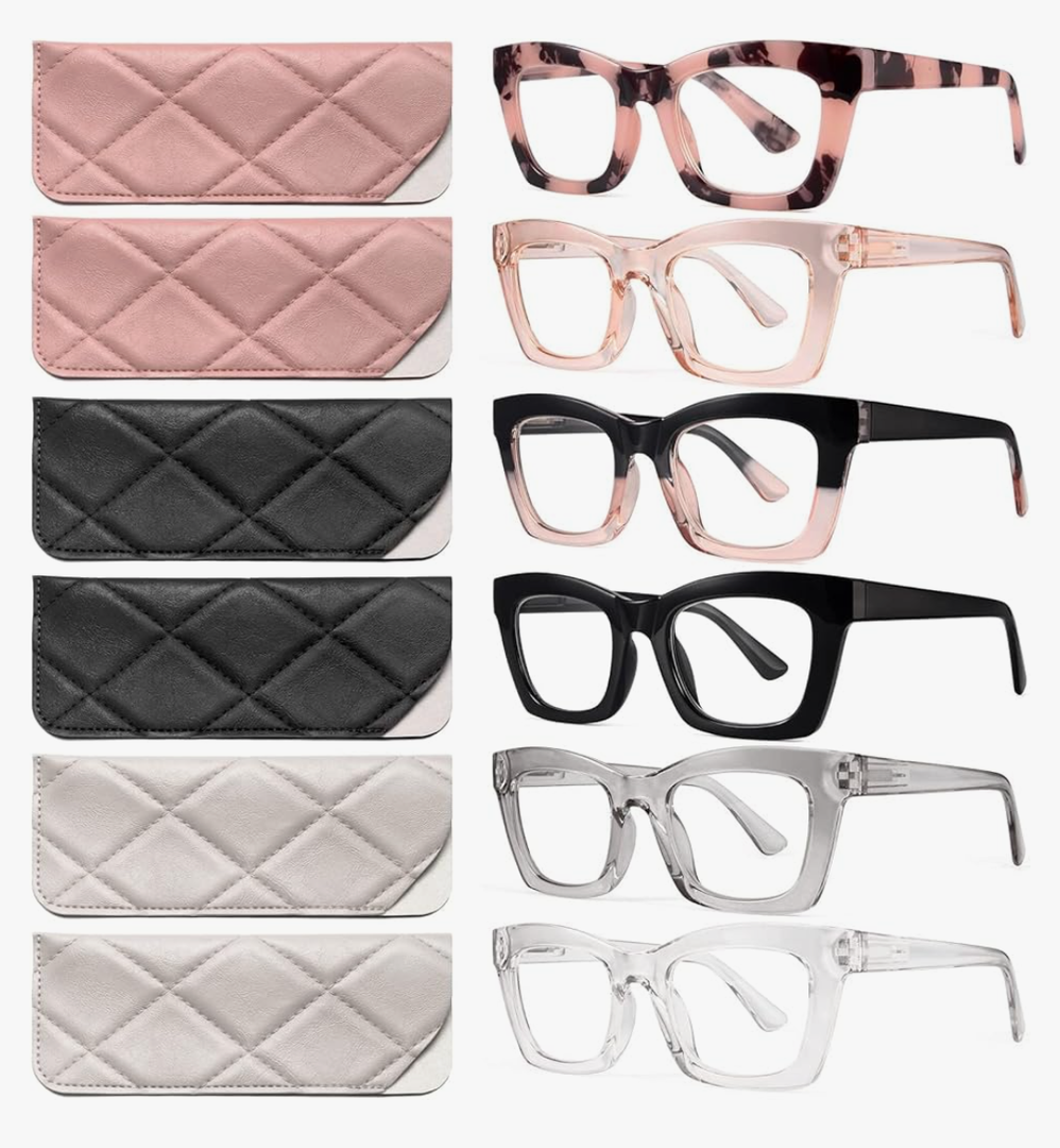 CCVOO 6 Pack Oprah Reading Glasses for Women, Eyeglasses, Blue Light Readers for Women, Computer Eye Glasses, Cheaters, +2.25