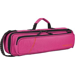 Vilihkc 17 Hole Flute Case Oxford Cloth Carrying Case Bag Flute Accessories,Waterproof Wear Resistant Flute Carrying Bag with Adjustable Shoulder Strap(17 "X4 "X2.4") (Rose Red)