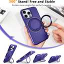 ankofave Magnetic for iPhone 16 Pro Max Phone Case with 360 Spin Stand, Matte Luxury Metallic Luster, 3.0 mm Thick Protection Hard PC Scratch-Resistant Case for iPhone 16 Pro Max 6.9", Purple