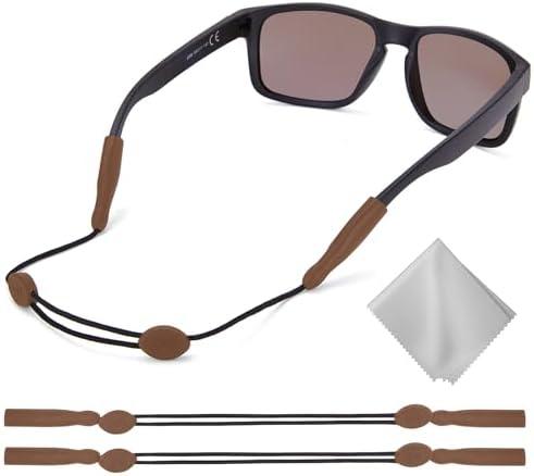 Buyisgle Eye Glasses Holder Strap - Adjustable Sunglasses Straps Cords for Men Women - Eyeglass Holders Around Neck - Eyewear String Lanyard Retainer -2PCS（14in Brown)