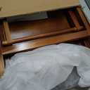 Adjustable Dog Ramp for Bed - 39" Long Foldable Wooden Ramp for Dogs to Get on Bed, Couch, or Car with 13.4" Wide Walking Space (Walnut Wood with Gray Carpet, Medium)