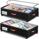 Under Bed Storage with Wheels 2-Pack, Under Bed Storage Containers 66L Clear Lids, Rolling Storage Drawers for Clothes Shoes Blankets, Underbed Organizer Bins(30" L x 16.2" W x 7.5" H)