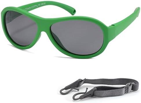 Teumire Kids Polarized Aviator Sunglasses Flexible Rubber Glasses Shades with Strap for Baby Boys Girls Age 0-36 Months