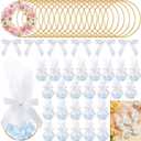 Shimeyao 50 Set Wedding Favors for Guests 3 Inch Metal Rings for Craft Wedding Favors Bags with Ribbon DIY Organza Candy Pouch for Guests Bridal Shower Baby Shower