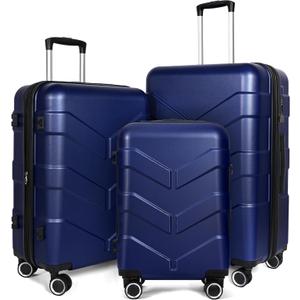 Luggage Sets 3 Piece with Spinner Wheel, Hardside Suitcase Set with TSA Lock, Expandable Lightweight Travel Luggage for Men and Women, Blue
