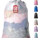 Handy Laundry Mesh Laundry Bag 24 x 36 Inches - Extra Large Heavy Duty Bag with Handles & Shoulder Strap, Breathable, Machine Washable for Dorm, Travel, Bedding & Storage - White (1-Pack)