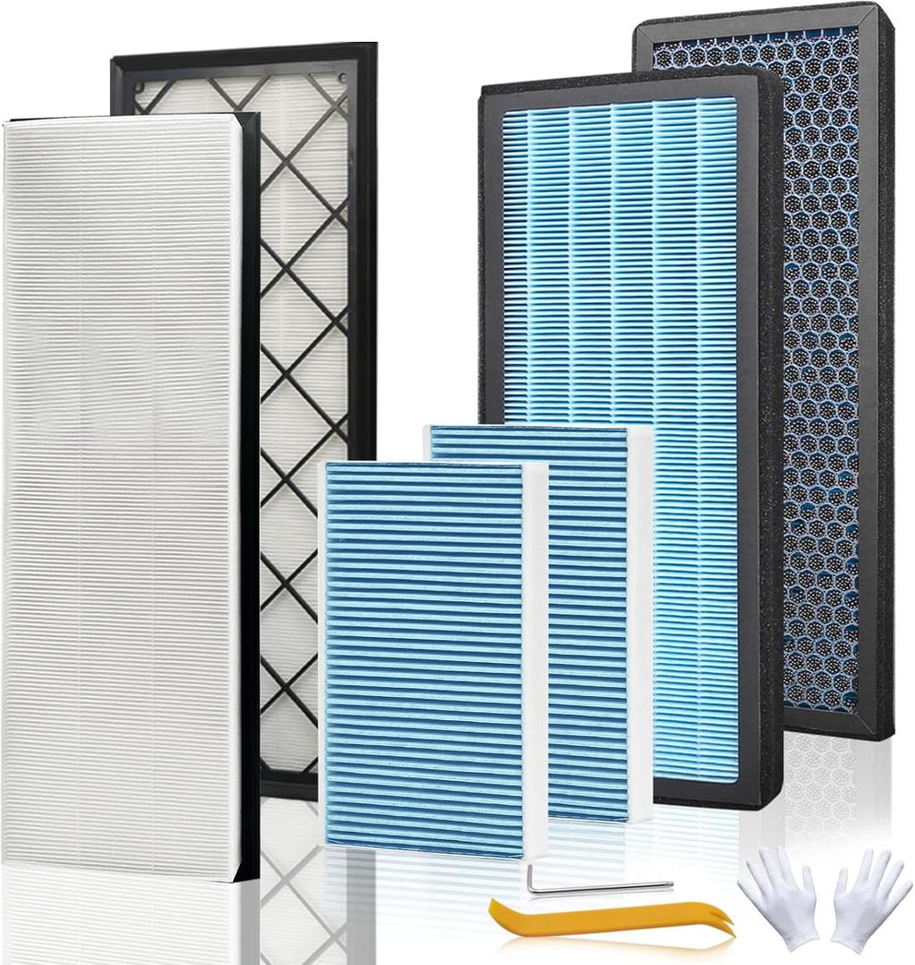 Front Trunk HEPA Carbon Air Filters Kit Fit for Tesla Model/Y Model Y L/Model Y Juniper 2020-2026, HEPA Air Filter *2 HEPA Carbon Filter *2 Cabin Air Filter *2 per Package with Installation Tools Blue