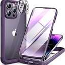 Miracase Glass Series for iPhone 14 Pro Case 6.1 Inch, Full-Body Protective Anti Slippery Case with Built-in 9H Tempered Glass Screen Protector, with Camera Lens Protector