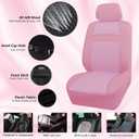 Car Seat Cover Full Set for Women with Waterproof Floor Mats,3D Air Mesh Car Seat Cover with 5mm Composite Sponge Inside,Universal Fluffy Steering Wheel Cover, Accessories Full SUV(Pink)