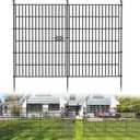 5 Panels No Dig Decorative Outdoor Garden Fence with Gate for Yard, 40 in(H) X 11.8 ft(L) Animal Barrier Fencing Rustproof Metal Wire Panel Border for Dog, Rabbits, and Patio Temporary Ground Stakes