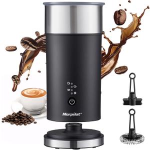 Electric Milk Frother and Steamer, 8.12oz/240ml 4 in 1 Milk Steamer Frother for Latte Cappuccino, Can Froth Both Hot and Cold Milk, Enjoy Perfect Milk Froth in 2 Min (Deep Black)