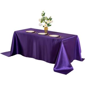 Horbaunal Purple Satin Tablecloth 60 x 102 Inches Rectangle Satin Table Cover Bright Silk Table Cloth Smooth Table Decoration for Wedding Party Banquet