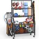 Garage Sports Equipment Organizer - Ball Storage Rack Heavy Duty Steel Ball Storage with 360 Rotaing Casters, Sports Organizer for Garage, Ball Rack for Basketball, Indoors and Outdoors