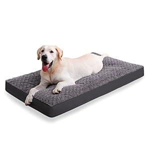 Dog Crate Bed Waterproof Dog Beds for Medium Dogs Rose Velvet Soft Fluffy Washable Dog Bed with Removable Cover & Anti-Slip Bottom, 41 x 27 Inch, Gray