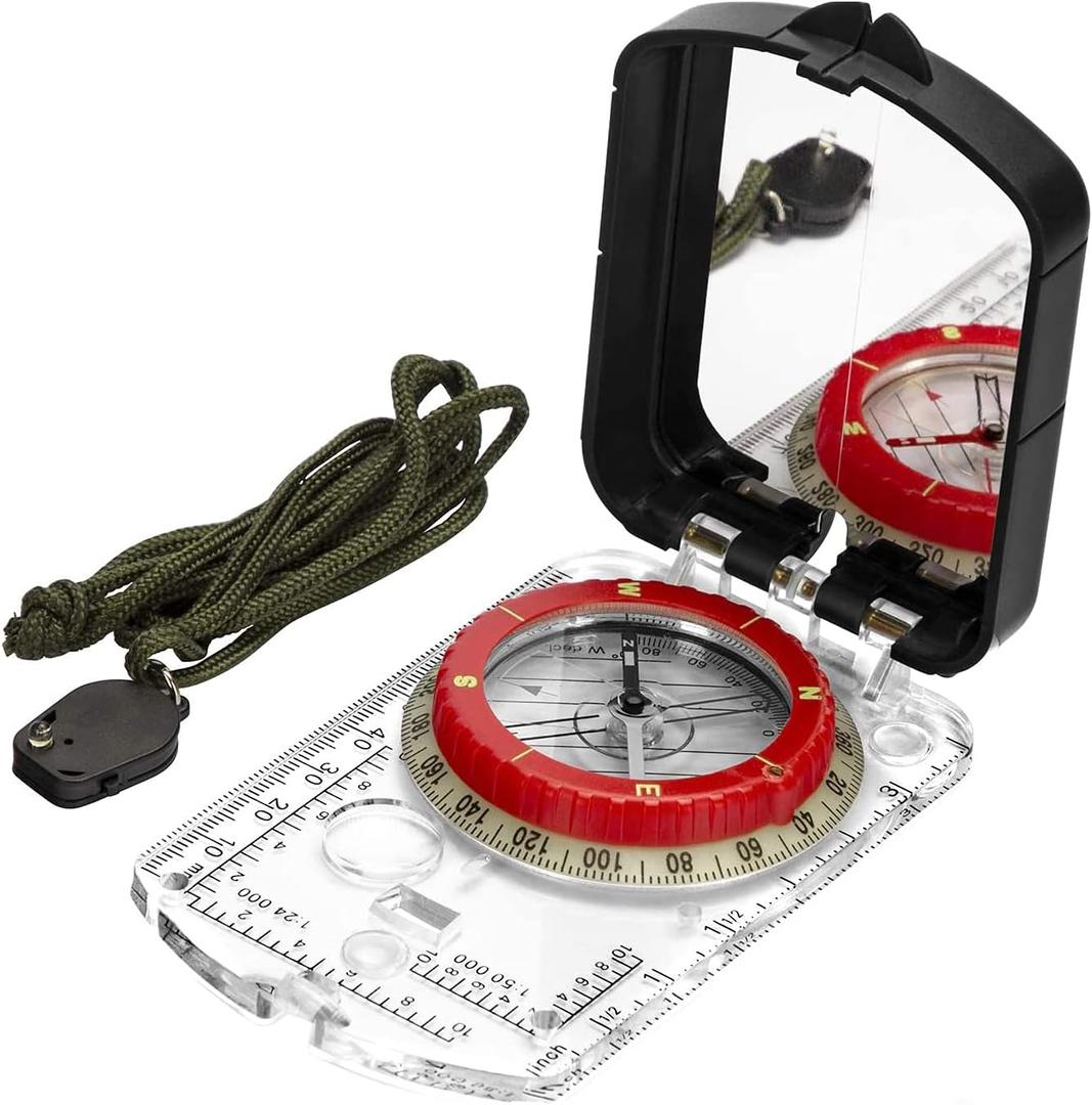 BIJIA Orienteering Map Compass -Sighting Mirror Compass with Adjustable Declination,Clinometer and LED light for Hiking, Camping,Orienteering,Hunting,Global Mountaineering,Navigating and SAR training.