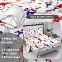 Football Sheets Kids Full Size Bed Sheets 4Pcs Sport Baseball Football Bedding Full 3D Printed Washable Machines Sheet Set