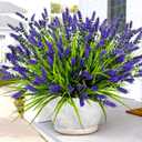 TSTWETO Artificial Plants Outdoor, 22 Pcs Fake Flowers UV Resistant Outdoor Artificial Lavender Flowers, Plastic Faux Plants for Porch Garden Planter Yard Window Box