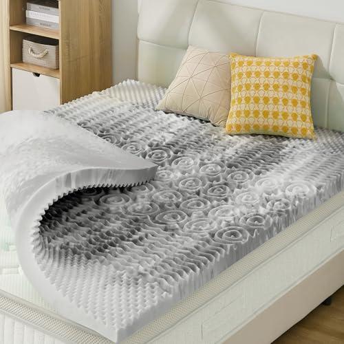 SINWEEK Mattress Topper Memory Foam Mattress Topper 1.5 Inch Queen Soft Mattress Pad for Pressure Relief, 5-Zone Design, CertiPUR-US Certified, Gray