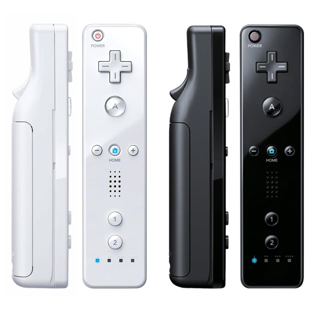 TIANHOO Remote Controller for Wii & Wii U, with Silicone Case and Wrist Strap, 2 pack (White & Black)