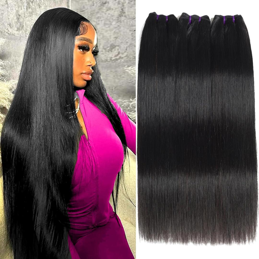 Beauty Queen Brazilian Human Hair Bundles Straight (18 18 18 Inch) 16A Grade 100% Unprocessed Virgin Weave 3 Bundles Straight Thick Remy Hair Extensions for Women Natural Color (16a straight 3 bundles)